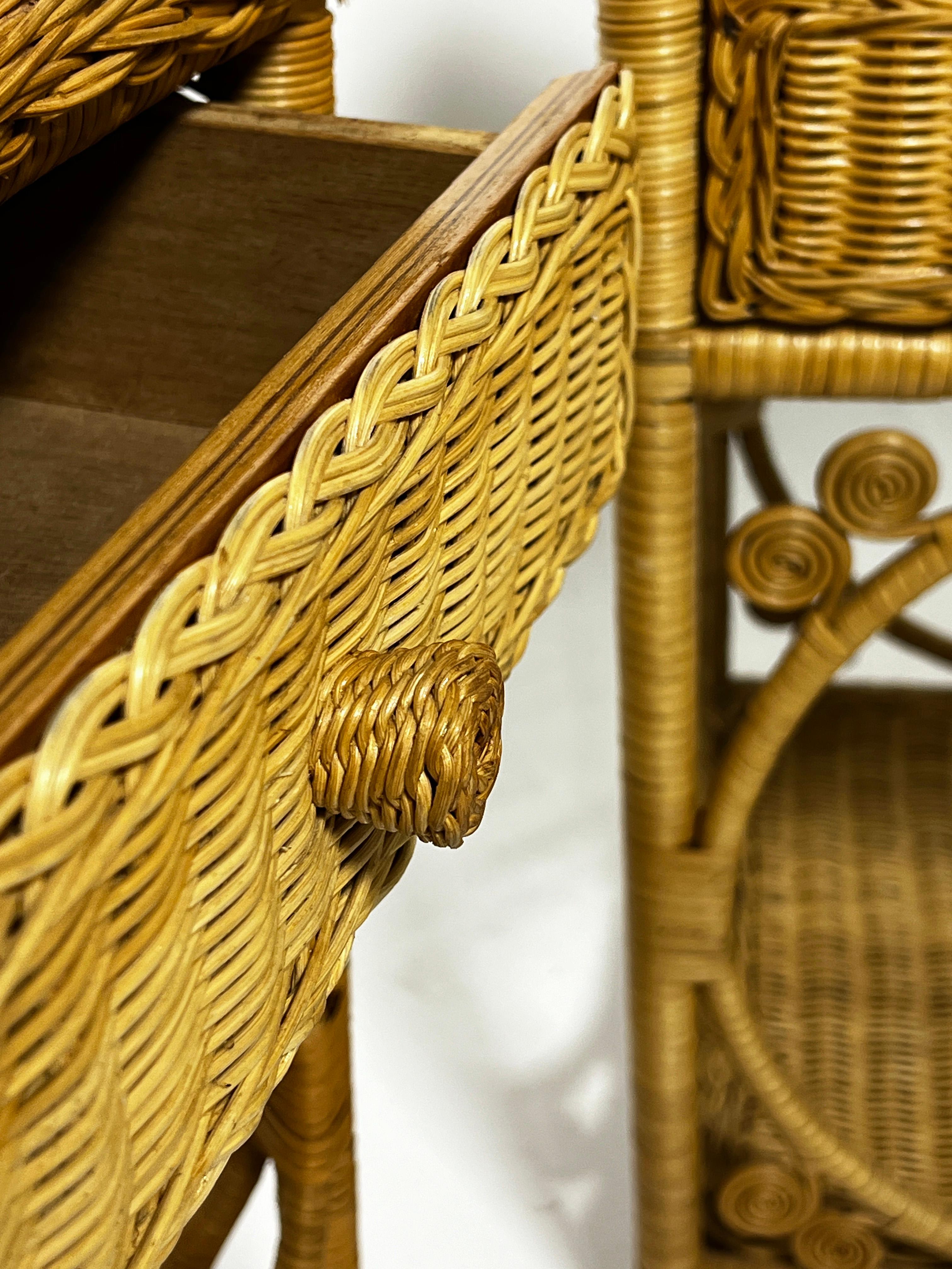 Pair of Woven Wicker Night Stands Ca. 1970s 1