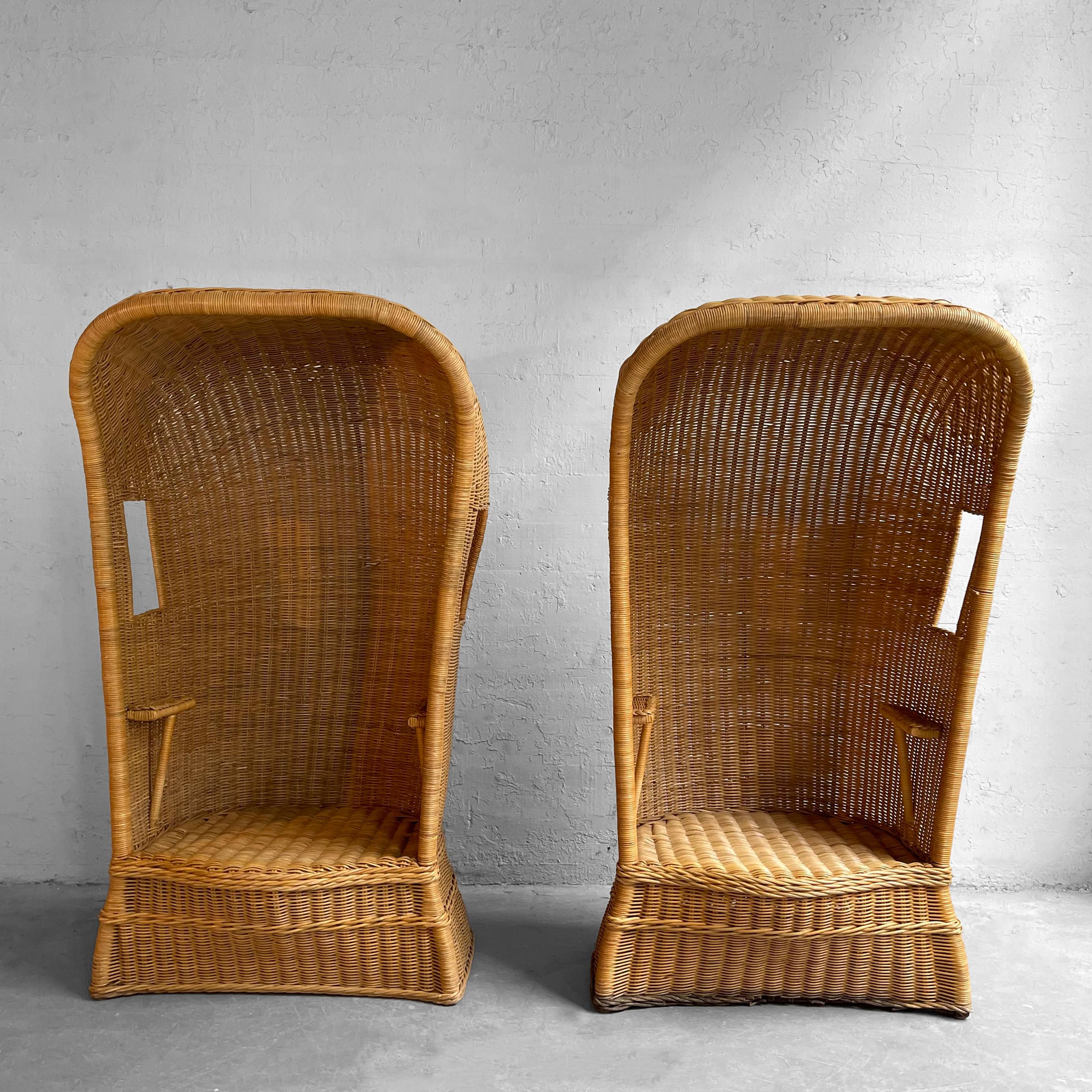 Late Victorian Pair Of Woven Wicker Porter's Chairs