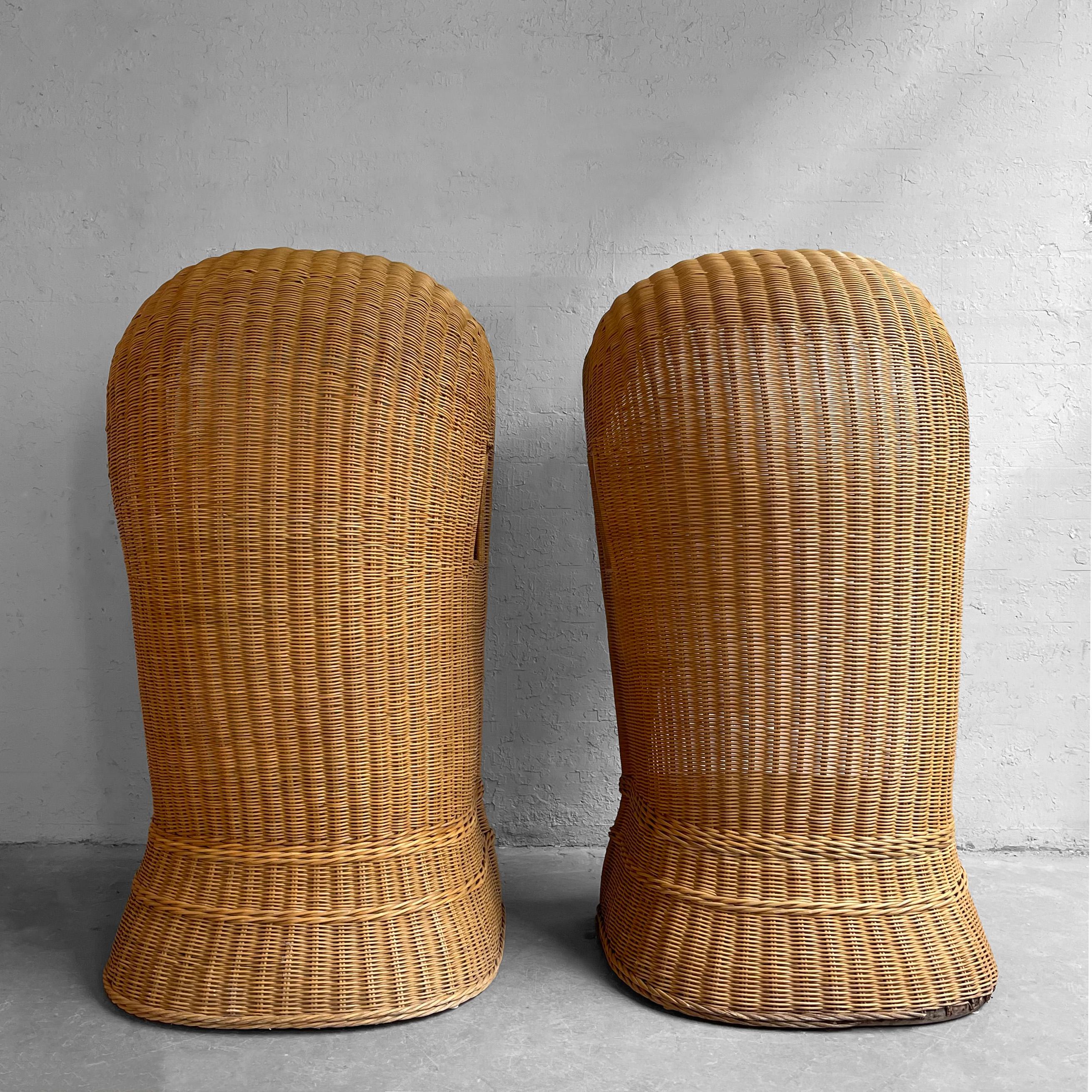 Pair Of Woven Wicker Porter's Chairs 1