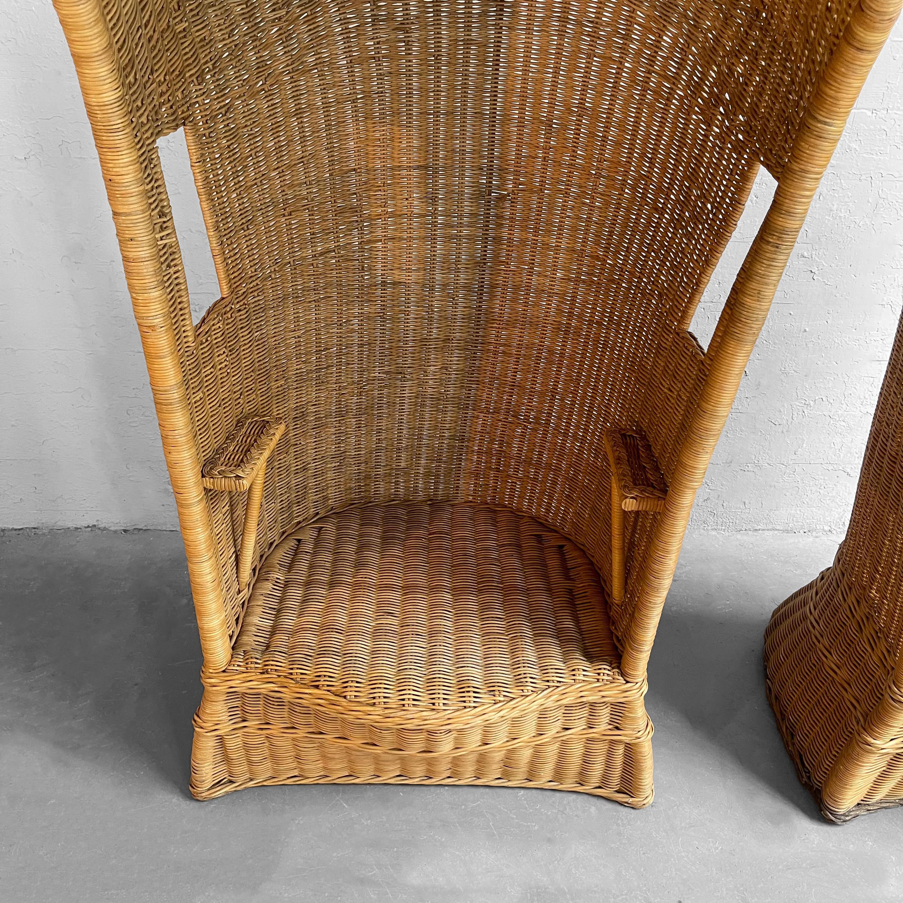 Pair Of Woven Wicker Porter's Chairs 3