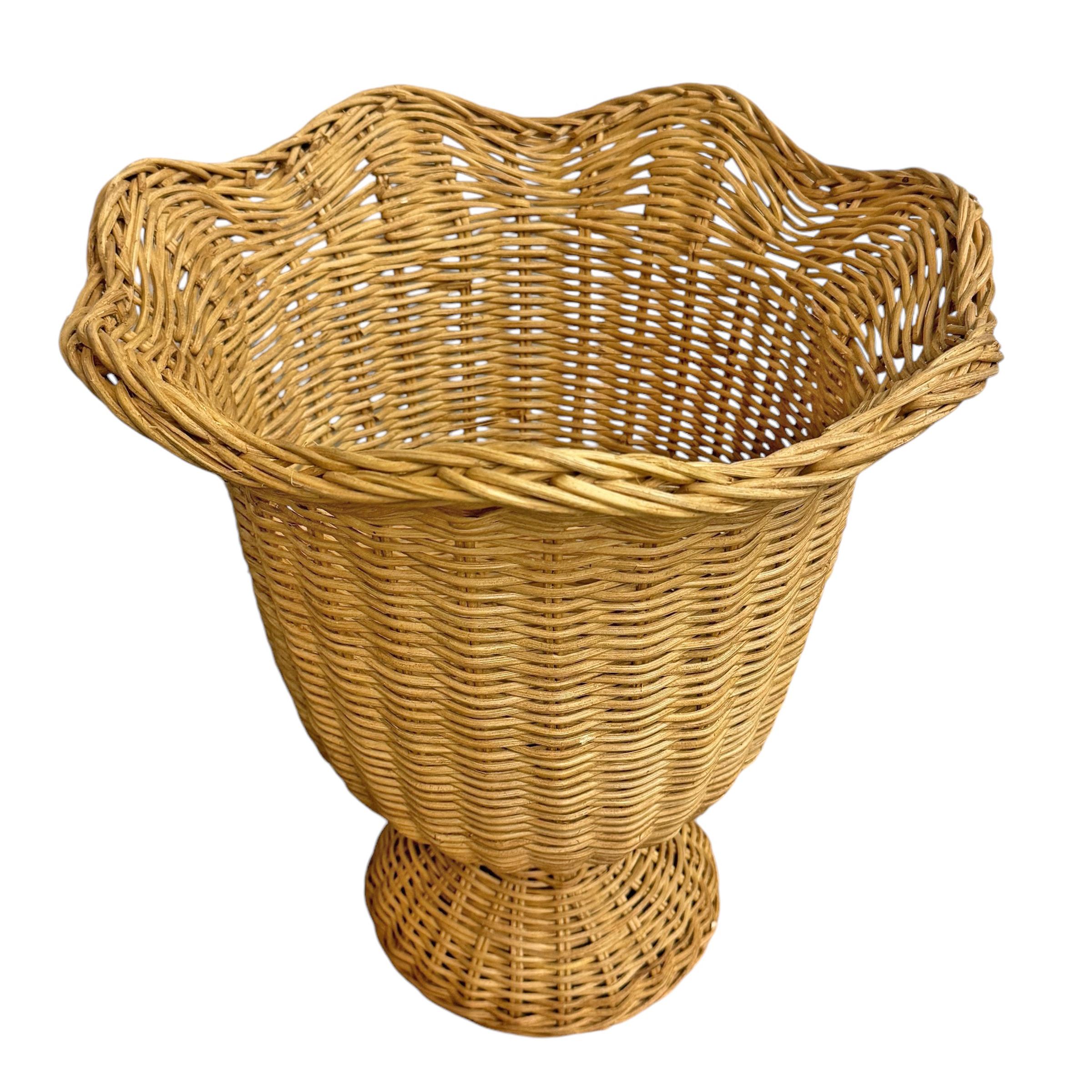 Unknown Pair of Woven Wicker Urns