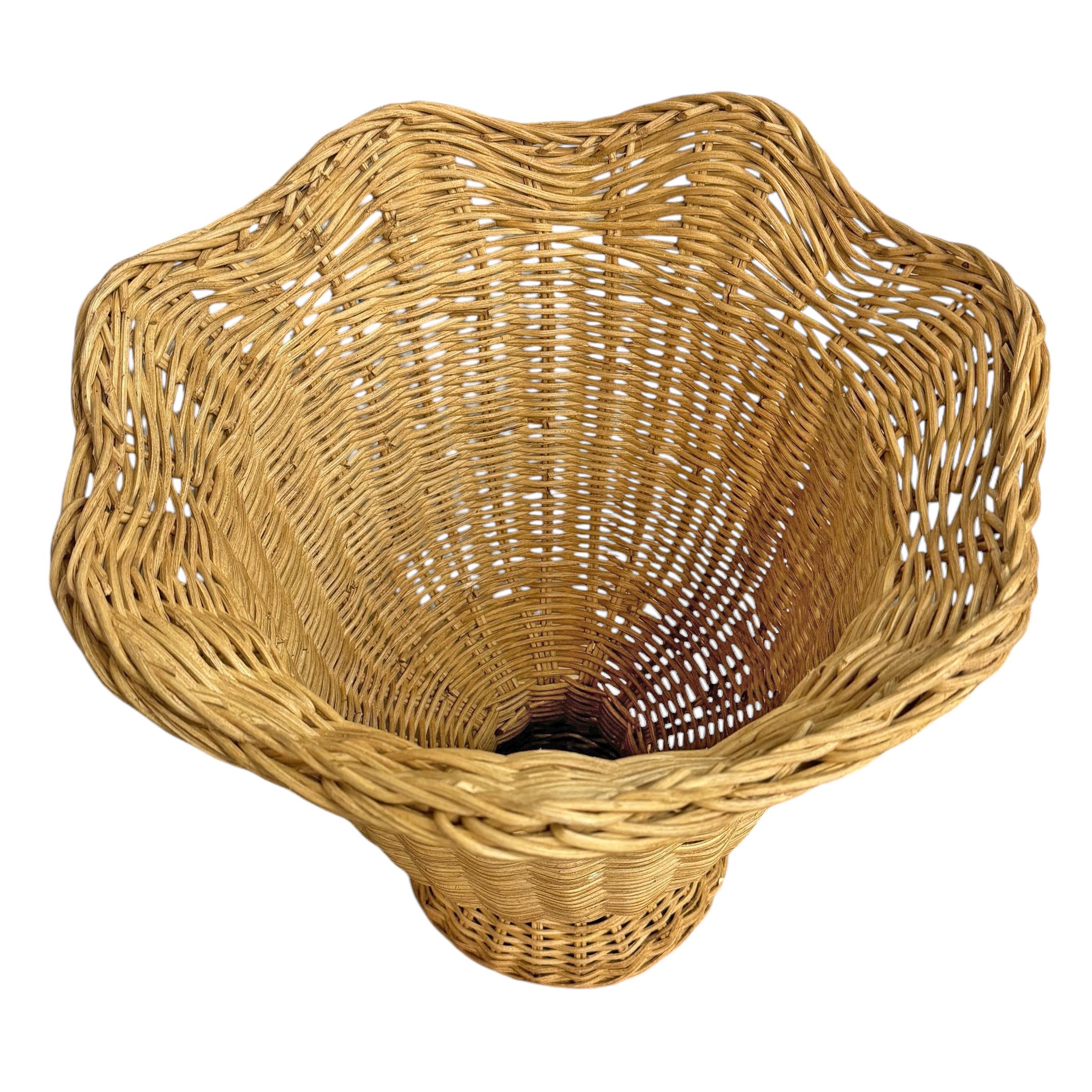 Hand-Woven Pair of Woven Wicker Urns
