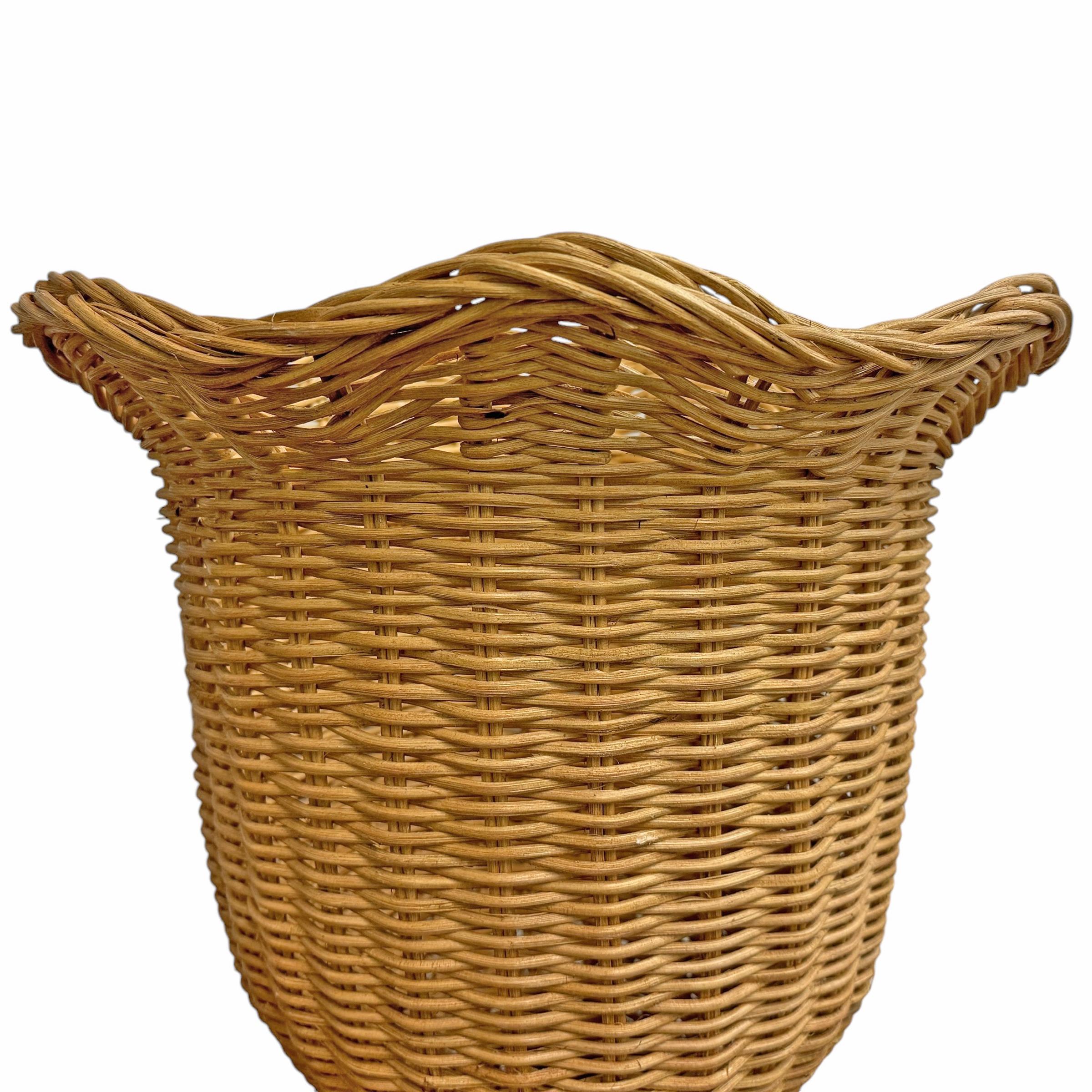 Contemporary Pair of Woven Wicker Urns