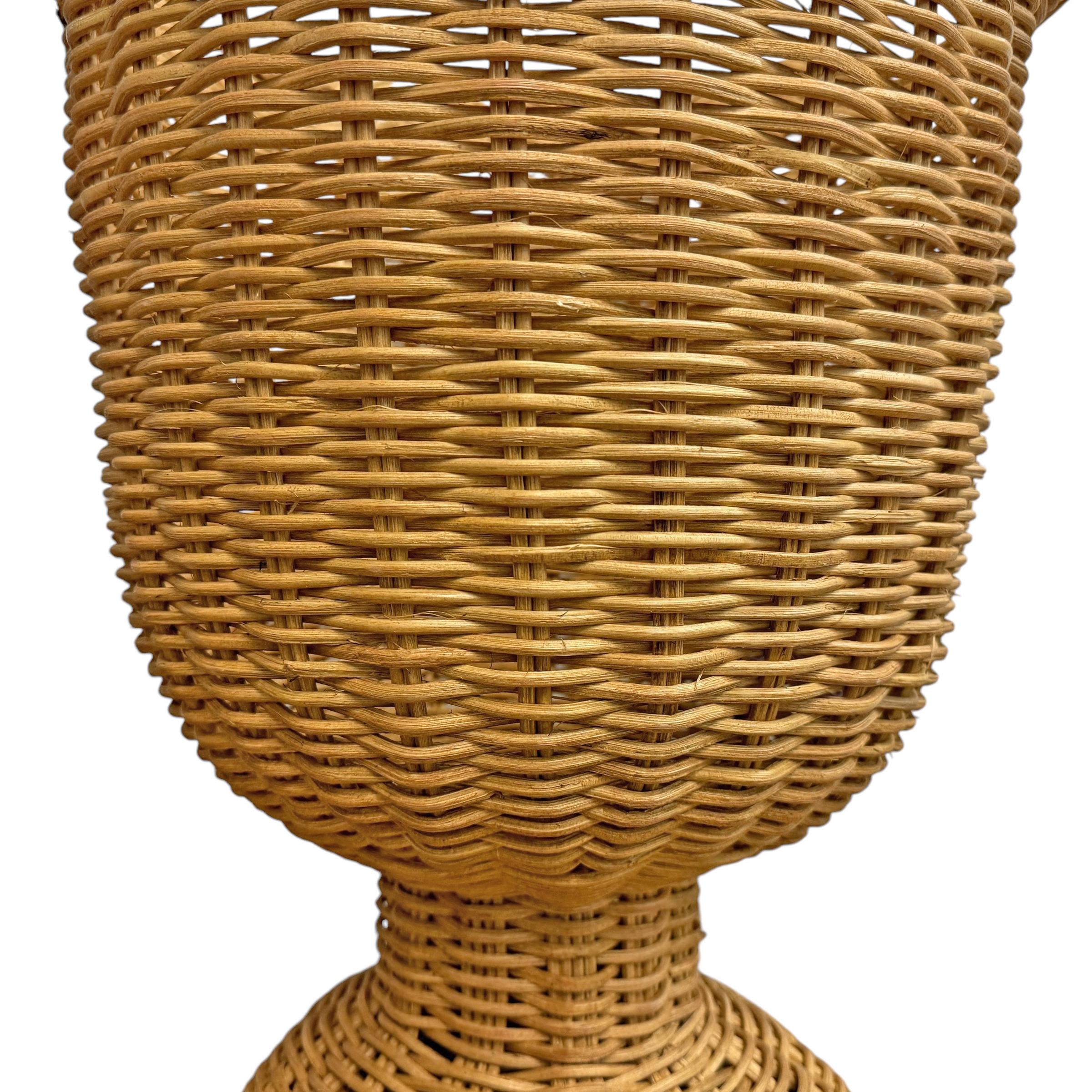 Pair of Woven Wicker Urns 1