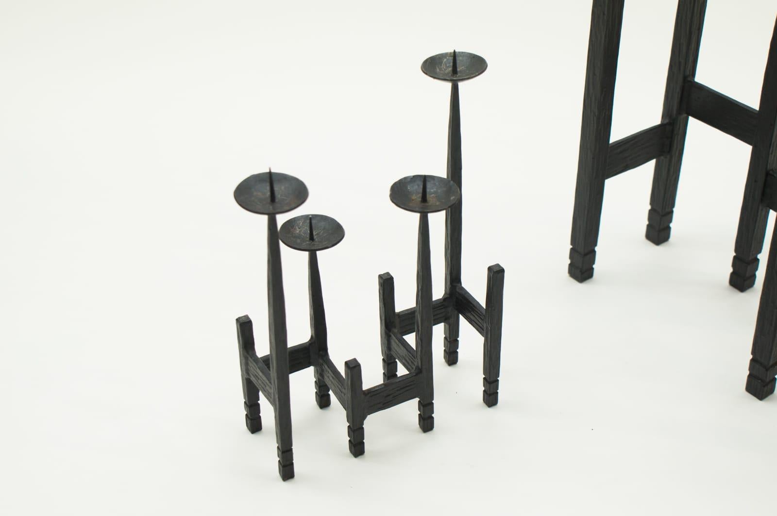 Pair of Wrought Brutalist Candleholders, 1960s Austria 2