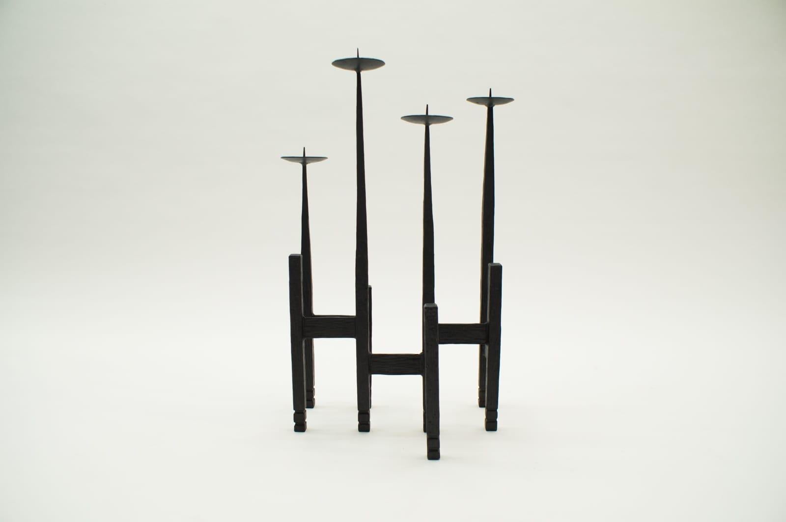 Pair of Wrought Brutalist Candleholders, 1960s Austria 3