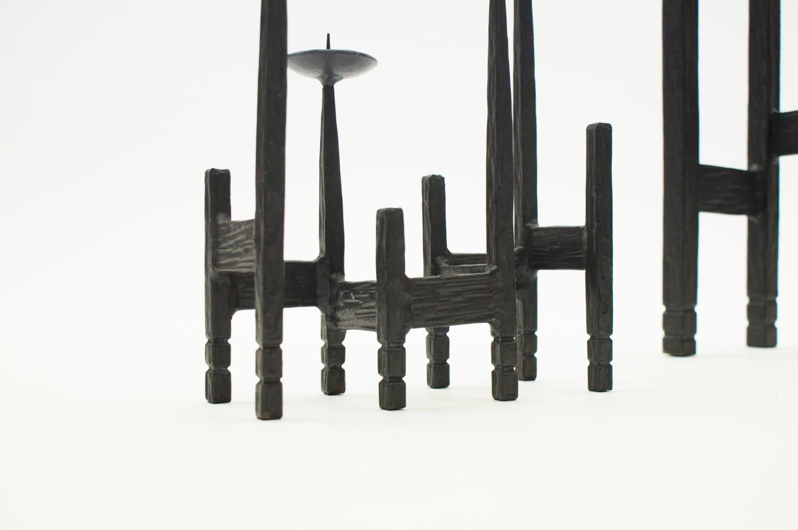 Pair of Wrought Brutalist Candleholders, 1960s Austria 4