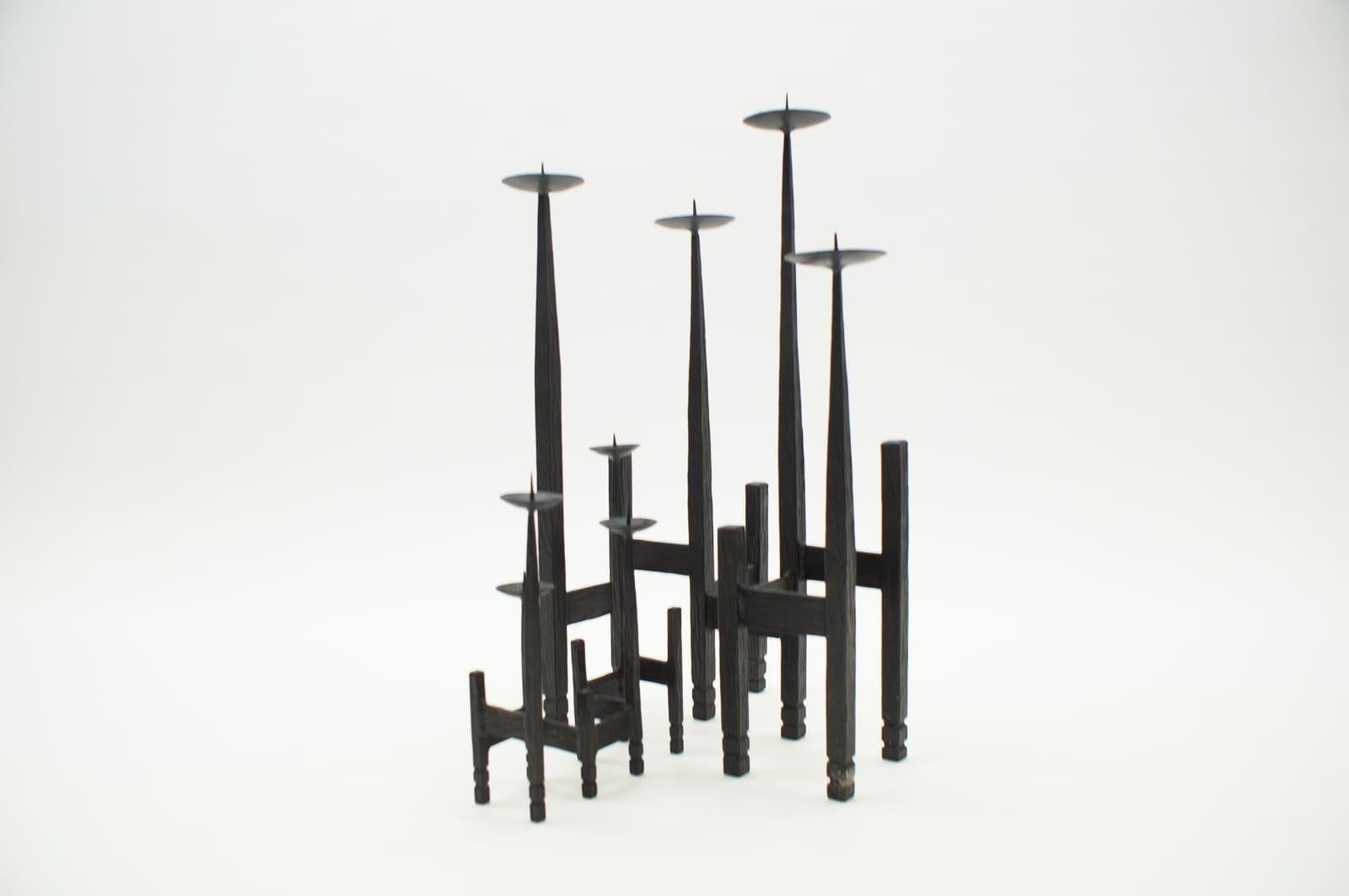 Pair of Wrought Brutalist Candleholders, 1960s Austria im Zustand „Gut“ in Nürnberg, Bayern