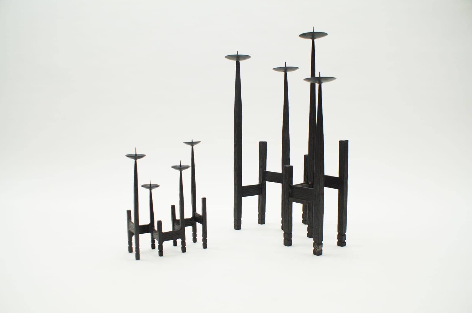 Mid-20th Century Pair of Wrought Brutalist Candleholders, 1960s Austria