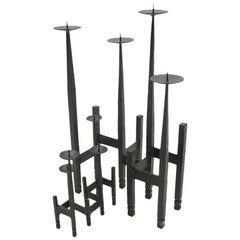 Pair of Wrought Brutalist Candleholders, 1960s Austria
