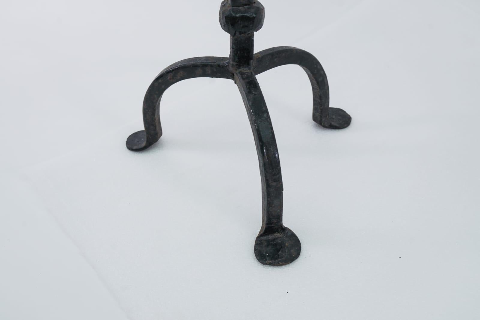Pair of Wrought Brutalist Candleholders, 1930s/40s, France For Sale 3