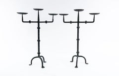 Pair of Wrought Brutalist Candleholders, 1930s/40s, France