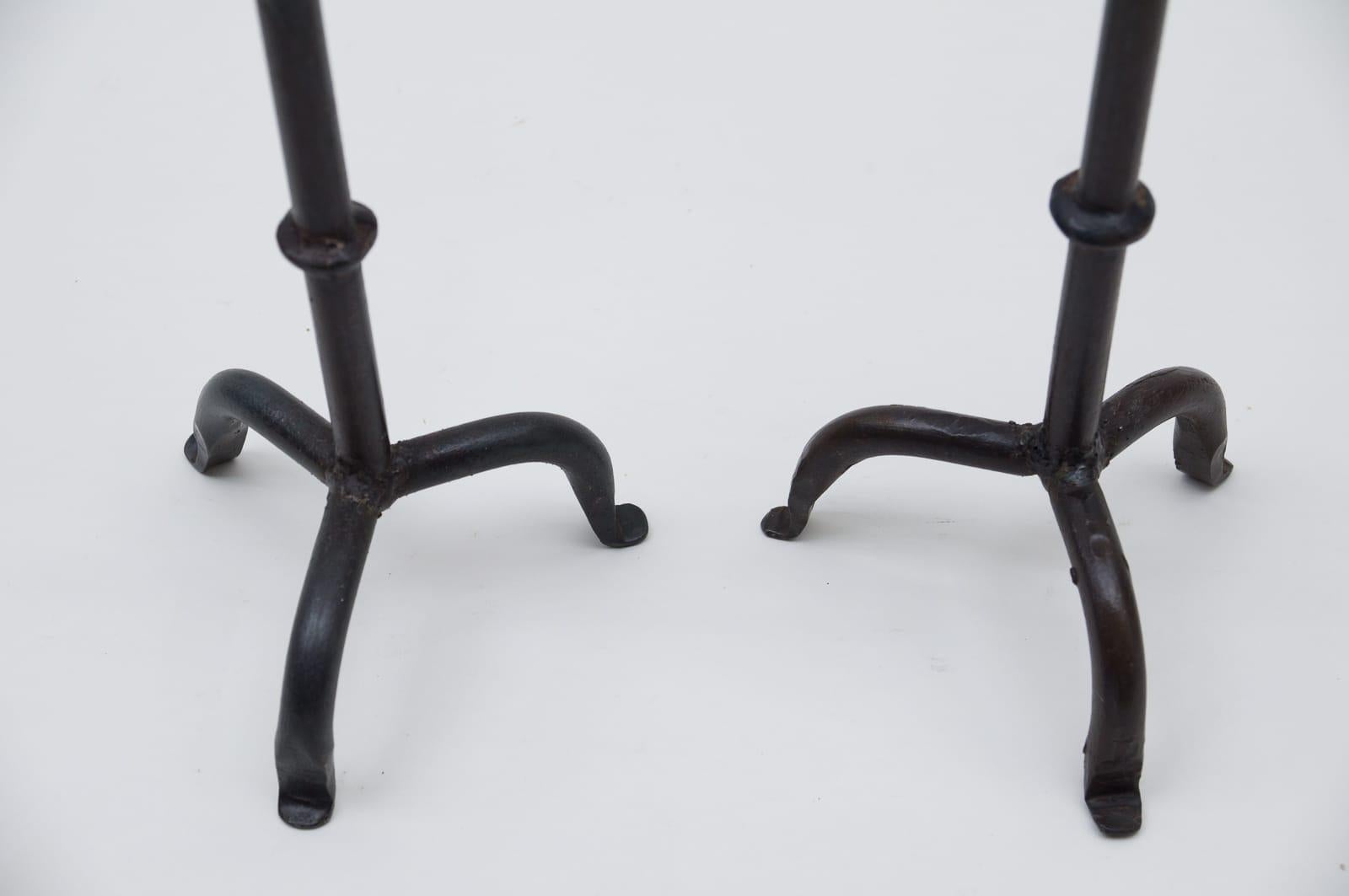 Pair of Wrought Brutalist Candleholders, 1960s France In Excellent Condition In Nürnberg, Bayern