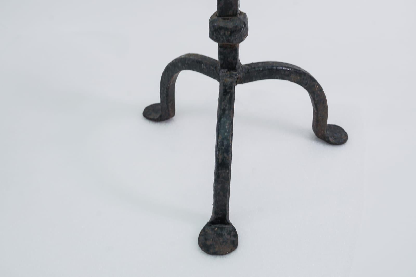 Pair of Wrought Brutalist Candleholders, 1930s/40s, France For Sale 2