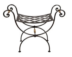 Pair Of Wrought Iron And Brass Benches