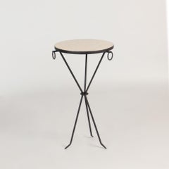 Pair of Wrought Iron and Brass Drink Tables, Contemporary