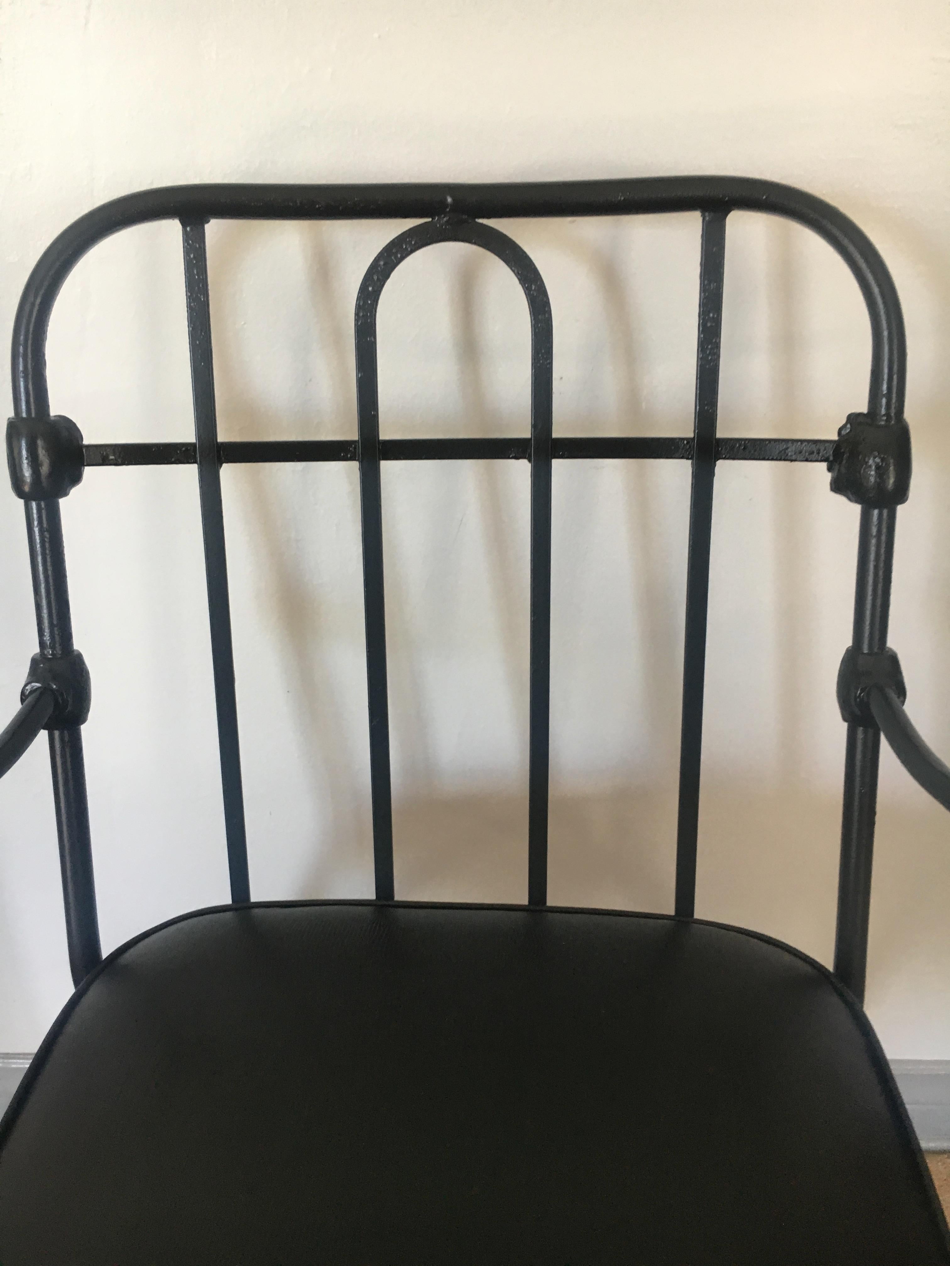 Art Deco Pair of Wrought Iron and Bronze Chairs After Giacometti