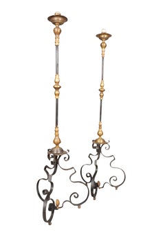 Pair Of Wrought Iron And Bronze Torcheres