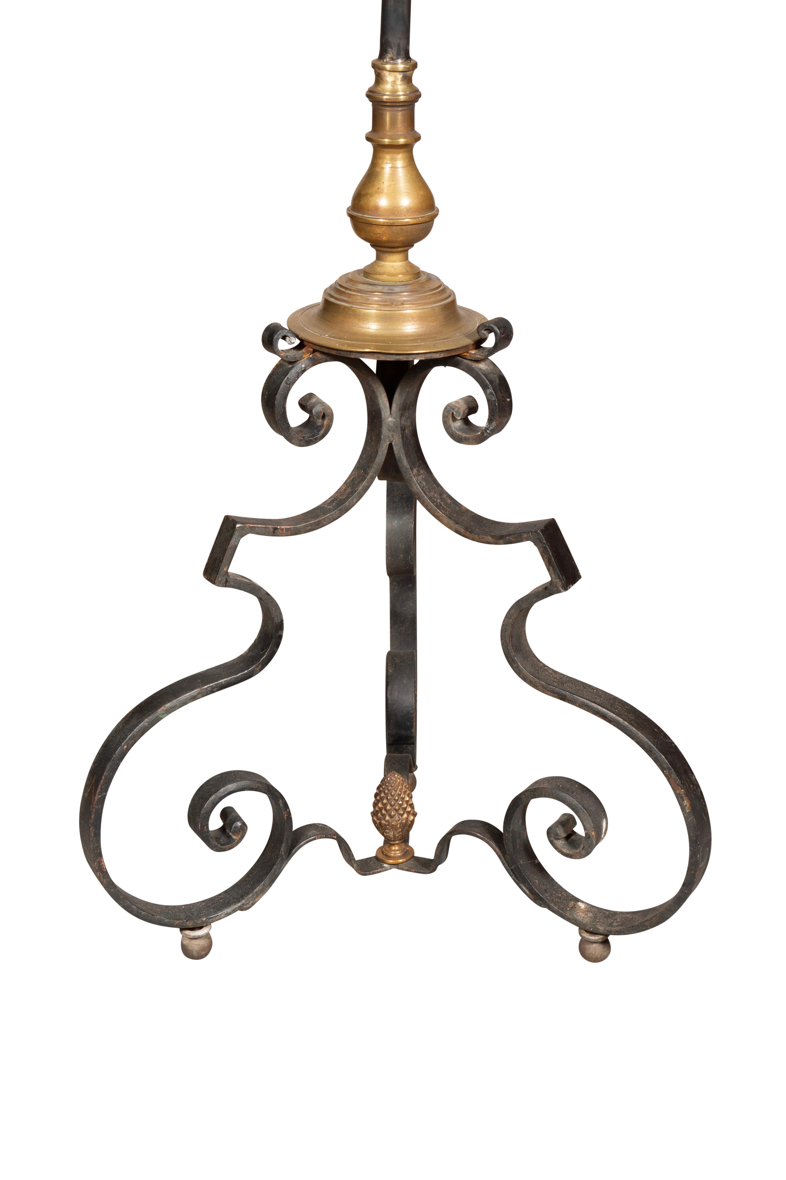 19th Century Pair Of Wrought Iron And Bronze Torcheres For Sale