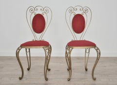 Pair of Wrought Iron and Velvet Chairs, 1970s