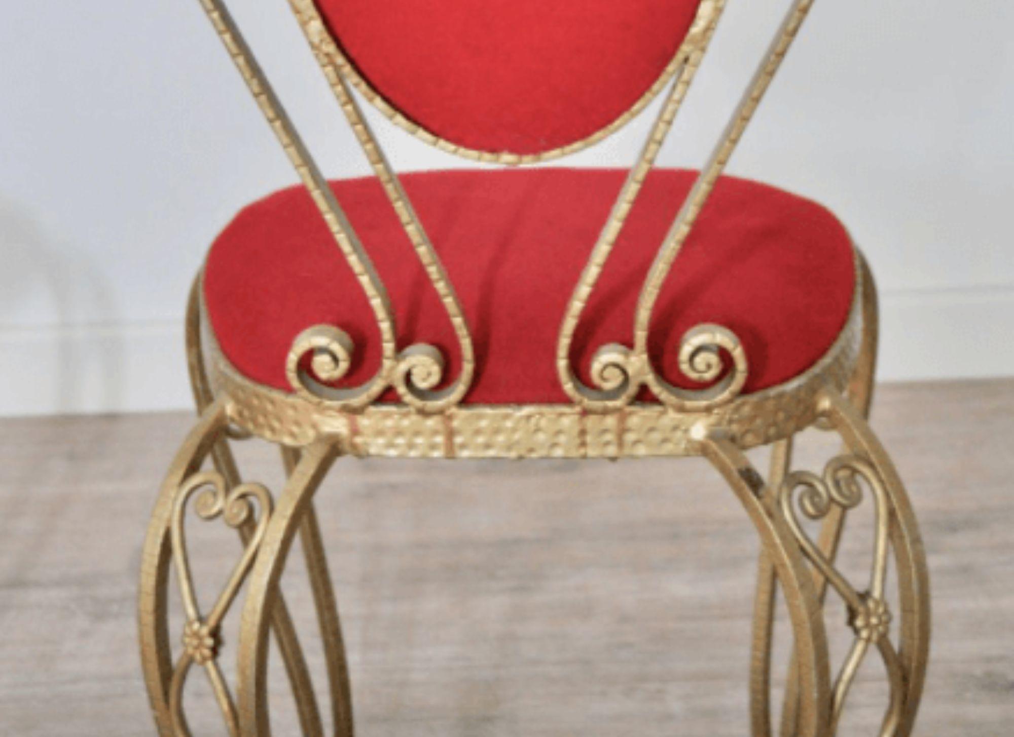 Paire de chaises en fer forgé et en velours, 1970 Bon état - En vente à Manzano, IT