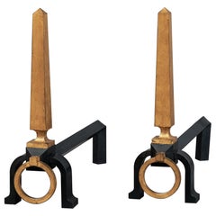 Pair of Wrought Iron Andirons Attributed to Gilbert Poillerat, 1950s