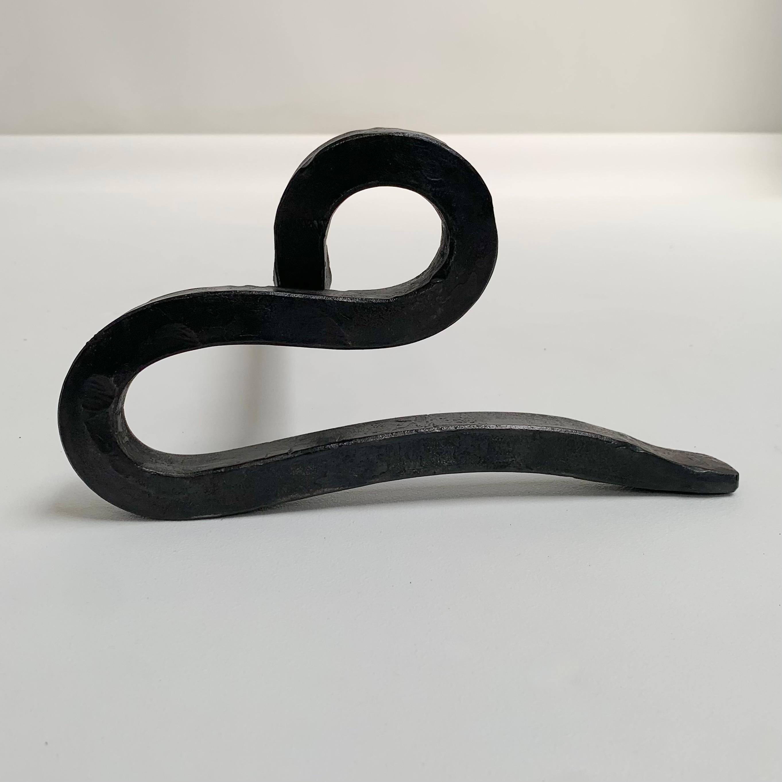 Pair of Wrought Iron Andirons, circa 1950, France. For Sale 5