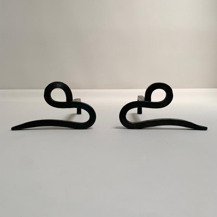 Very decorative pair of andirons, circa 1950, France.
Blackened wrought iron.
Dimensions: 39 cm D, 27 cm W, 15 cm H.
Original condition.
All purchases are covered by our Buyer Protection Guarantee.
This item can be returned within 7 days of