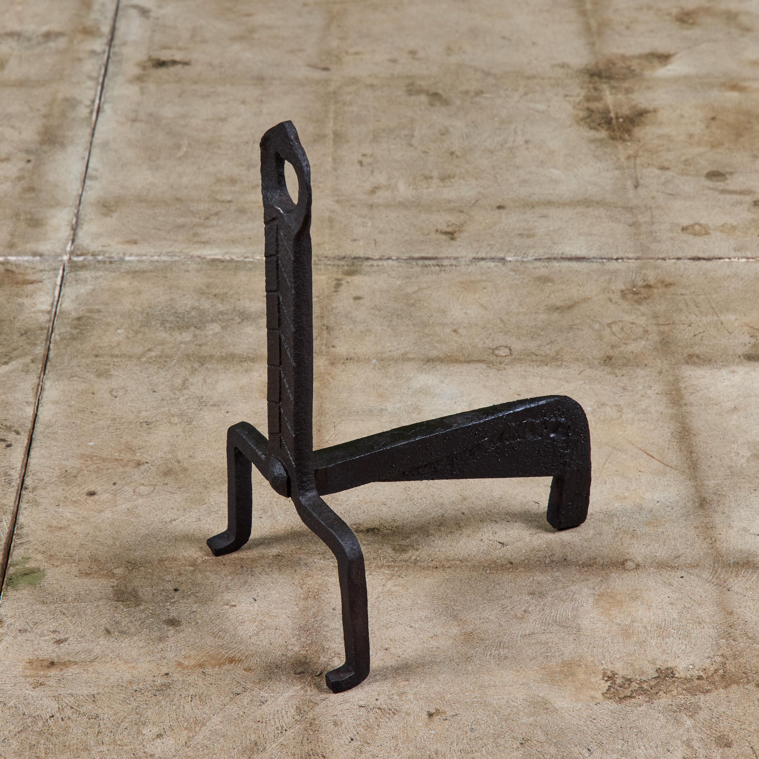 Pair of Wrought Iron Andirons For Sale 6