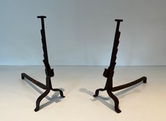 Pair of Wrought Iron Andirons