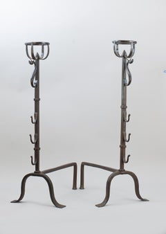 Pair Of Wrought Iron Andirons