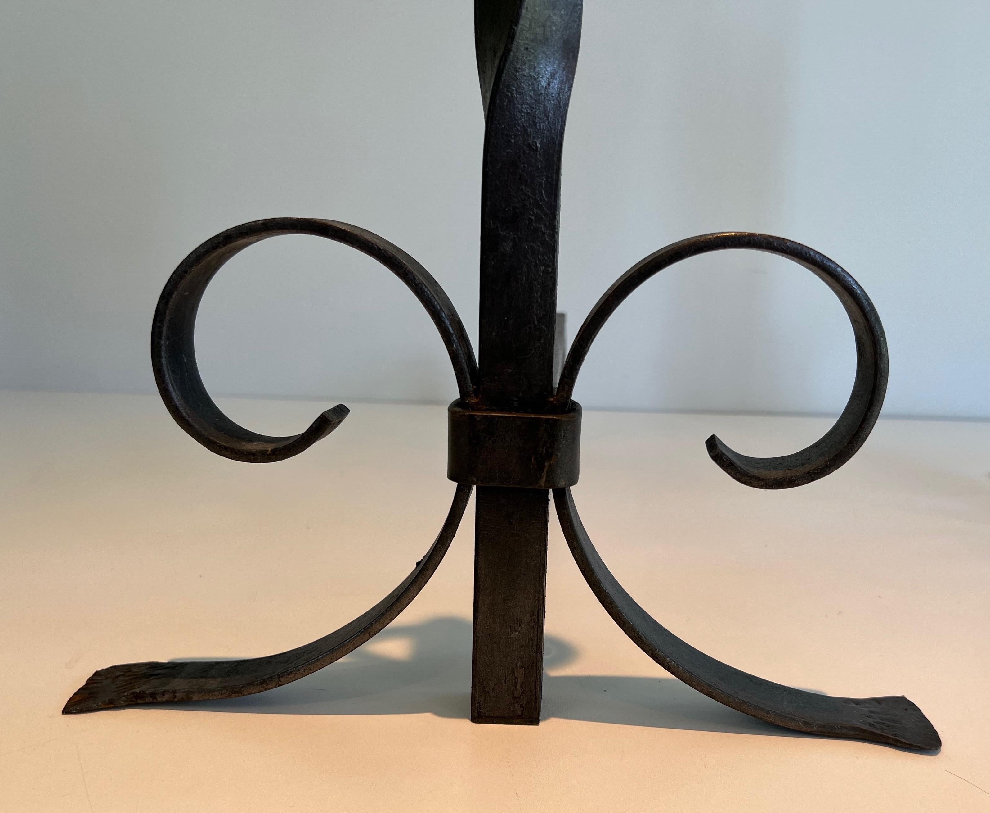 Pair of Wrought Iron Andirons For Sale 2