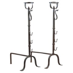 Pair Of Wrought Iron Andirons