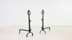 Pair of Wrought Iron Andirons. France, 18th century