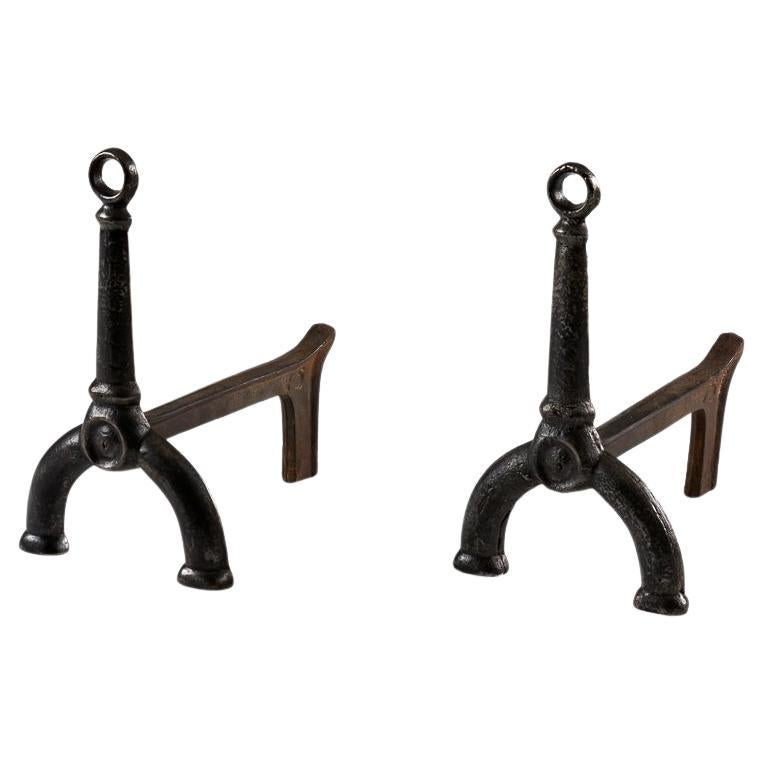 Pair of Wrought-iron Andirons, United States, Late 19th Century