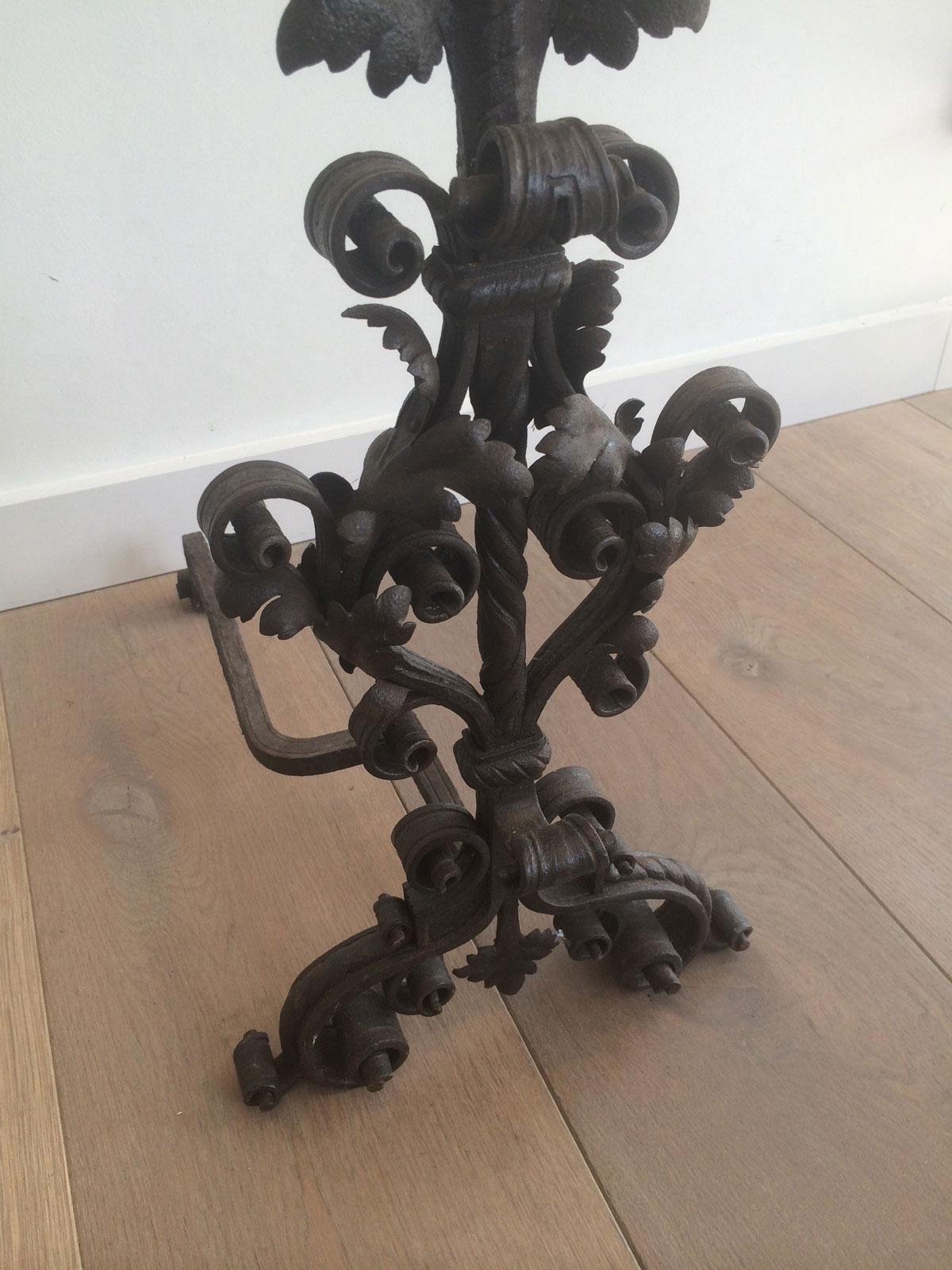 Pair of Wrought Iron Andirons, Very Fine Work, French, 19th Century For Sale 8