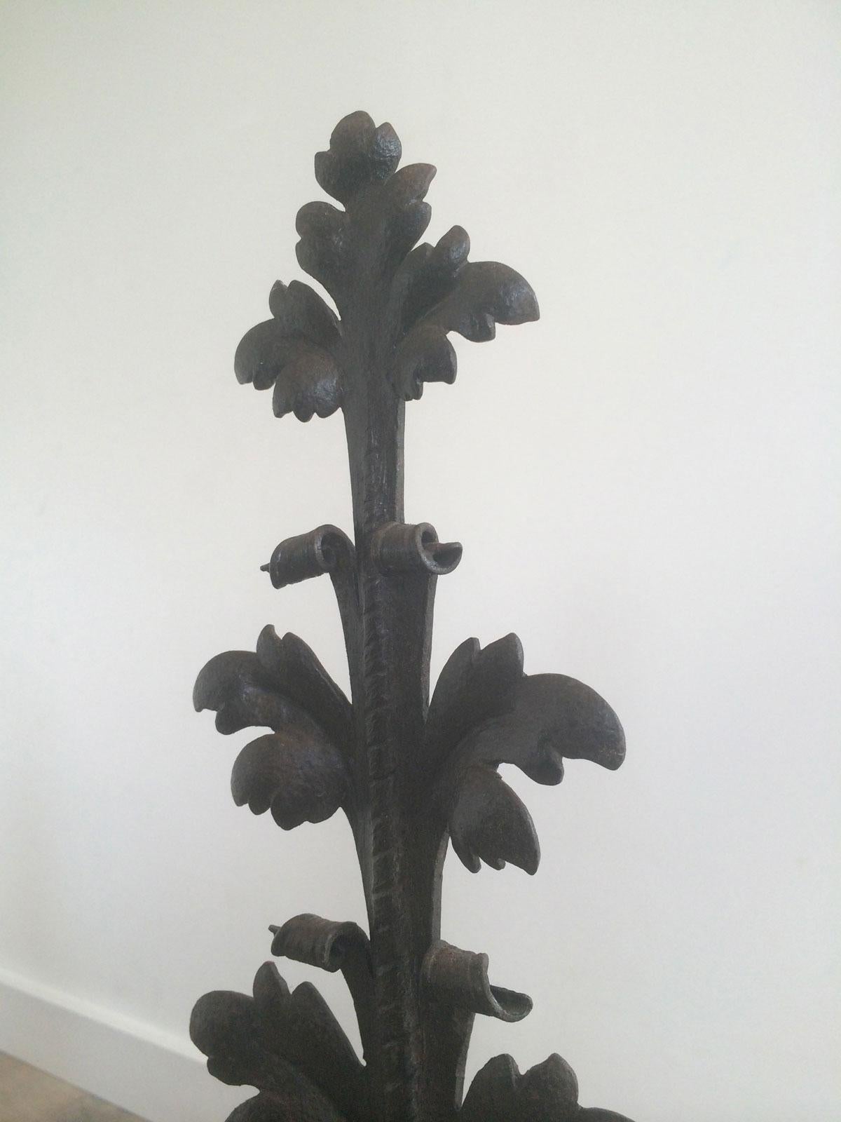 Pair of Wrought Iron Andirons, Very Fine Work, French, 19th Century In Good Condition For Sale In Marcq-en-Barœul, Hauts-de-France