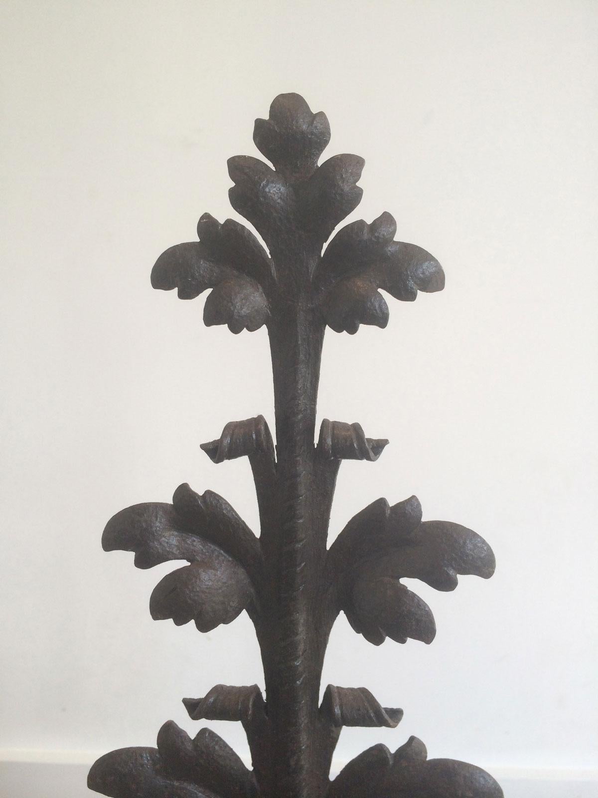 Pair of Wrought Iron Andirons, Very Fine Work, French, 19th Century For Sale 1