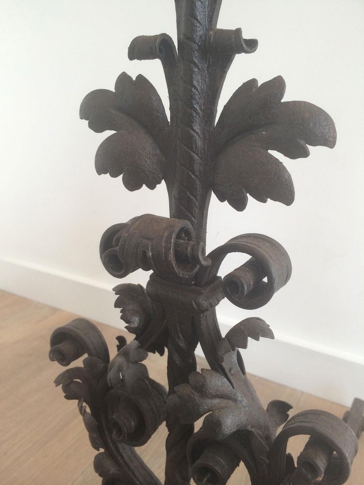 Pair of Wrought Iron Andirons, Very Fine Work, French, 19th Century For Sale 2