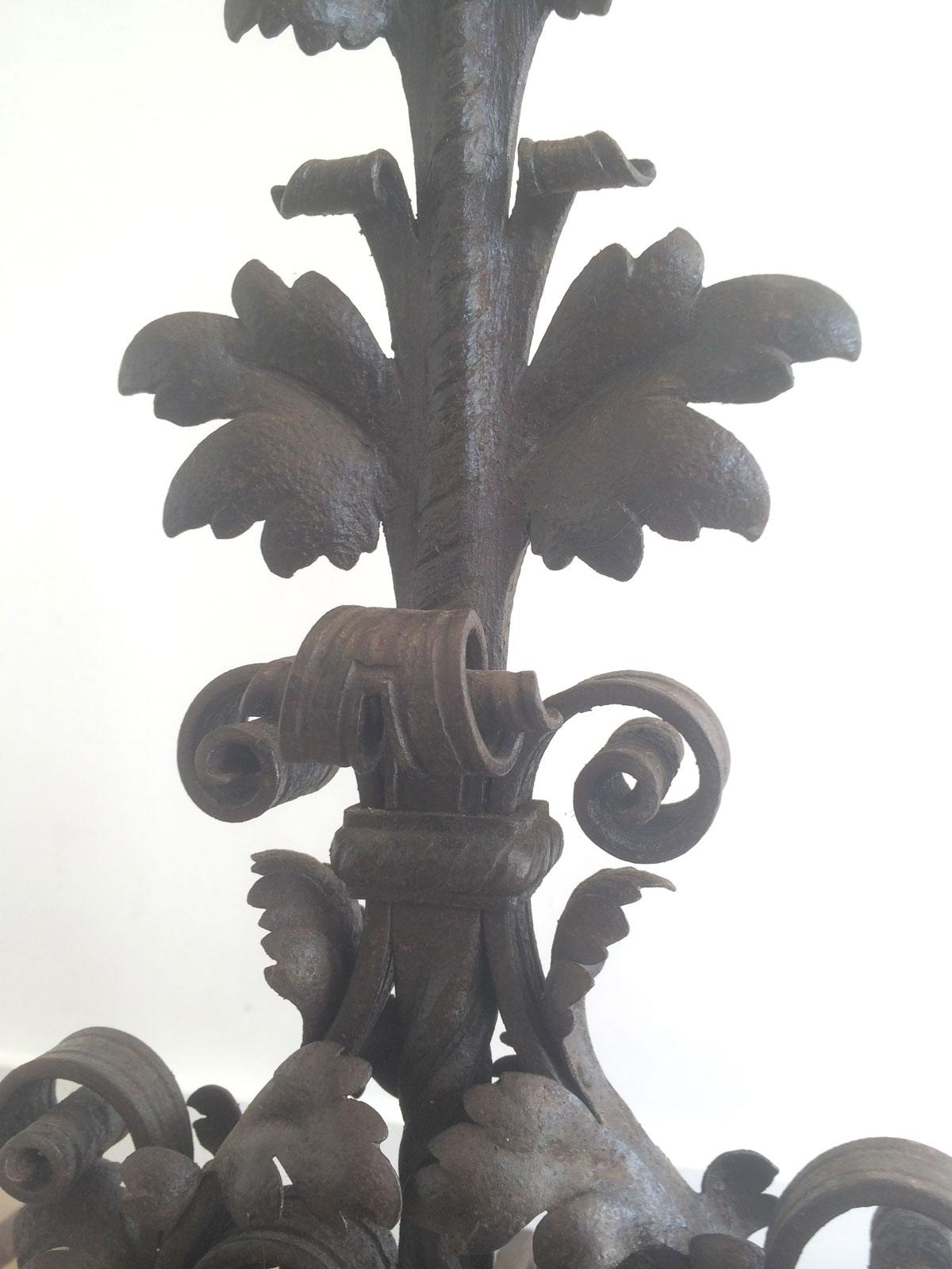 Pair of Wrought Iron Andirons, Very Fine Work, French, 19th Century For Sale 3