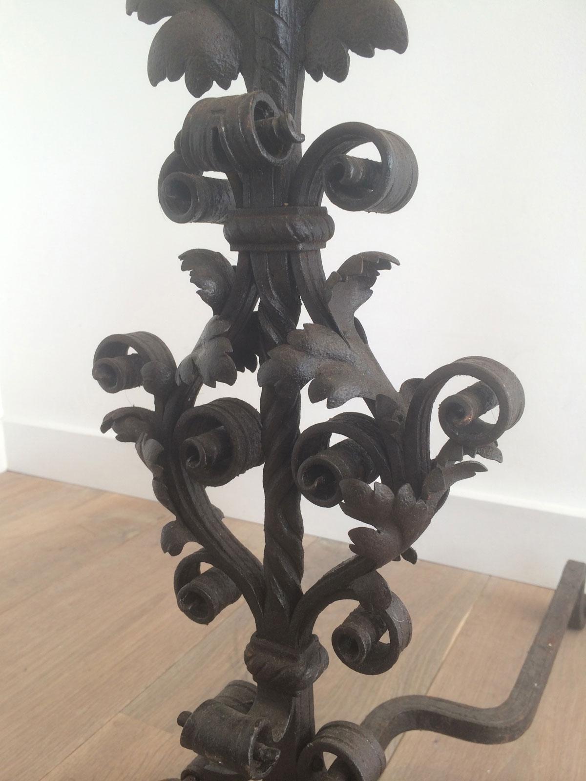 Pair of Wrought Iron Andirons, Very Fine Work, French, 19th Century For Sale 4