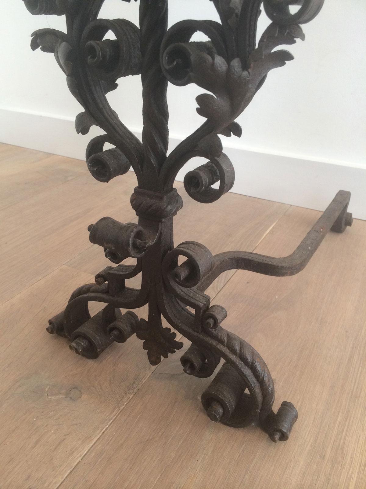 Pair of Wrought Iron Andirons, Very Fine Work, French, 19th Century For Sale 5
