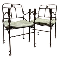 Pair of wrought iron armchairs Giacometti style