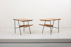 Pair of Wrought Iron Arthur Umanoff Side or Bed Tables for Raymor