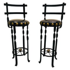 Pair of Wrought Iron Bar or Counter Stools