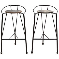 Pair of Wrought Iron Bar Stools, 1960s, Belgium