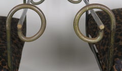 Pair of Wrought Iron Benches with Leopard Style Cushions