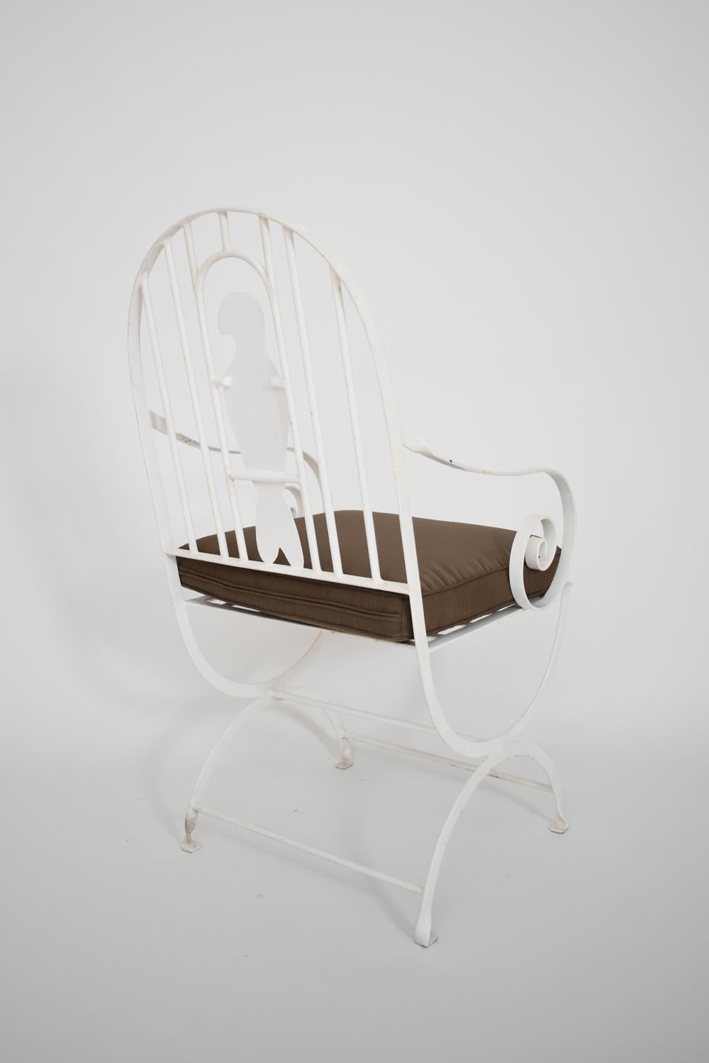 French Pair of wrought iron birds armchairs, 1960s For Sale