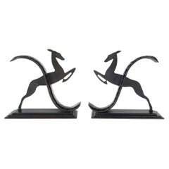 Pair of Wrought Iron Bookends by Michel Zadounaïsky, Sculptor, Art Deco Period.