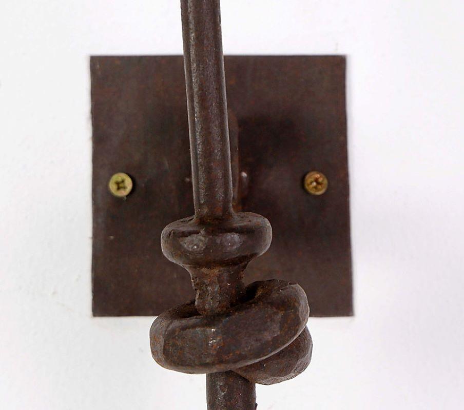 Pair of Wrought Iron Brutalist Candle Wall Sconces For Sale 5